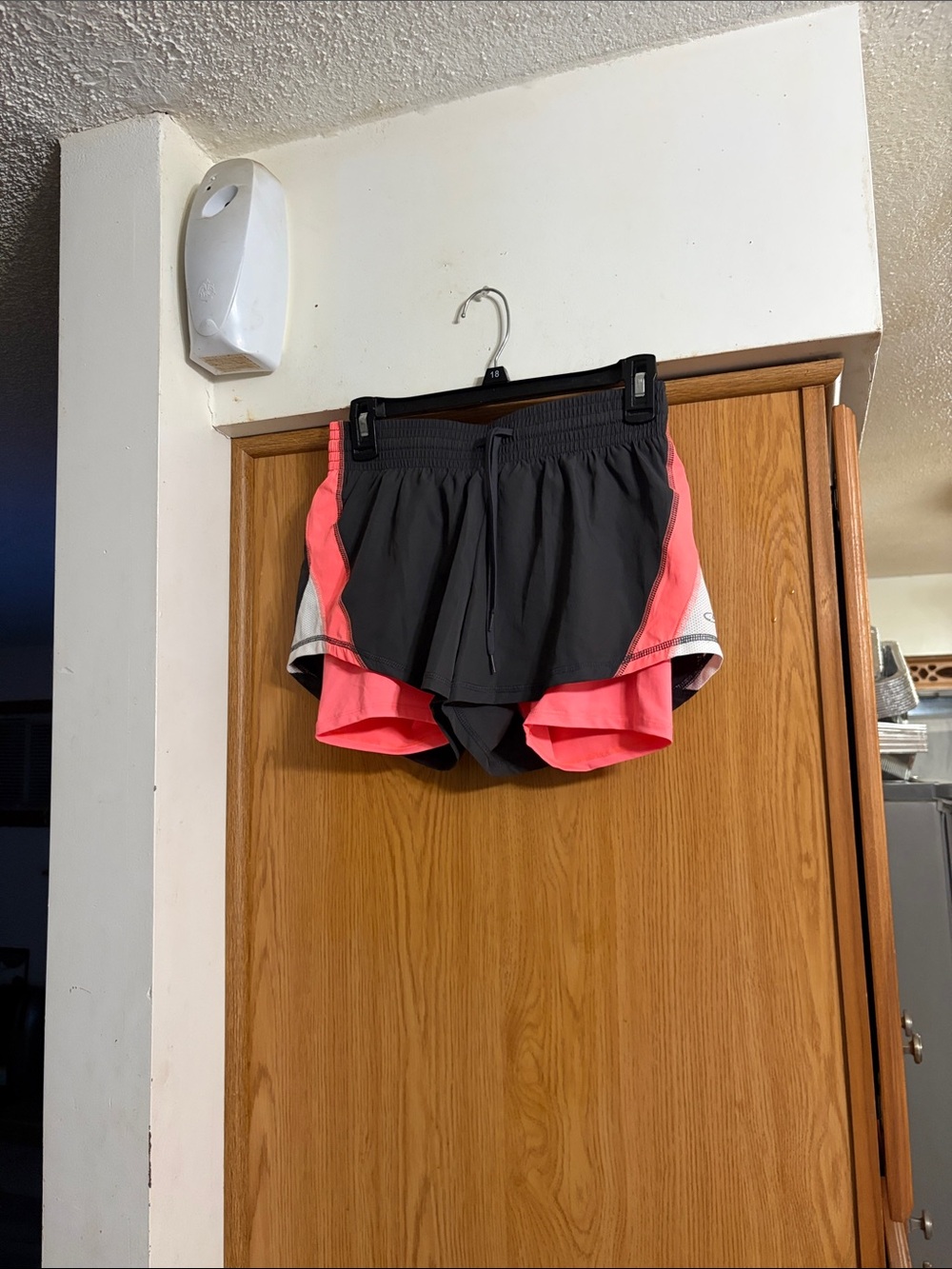 Champion Black and Coral Layered Athletic Running Shorts